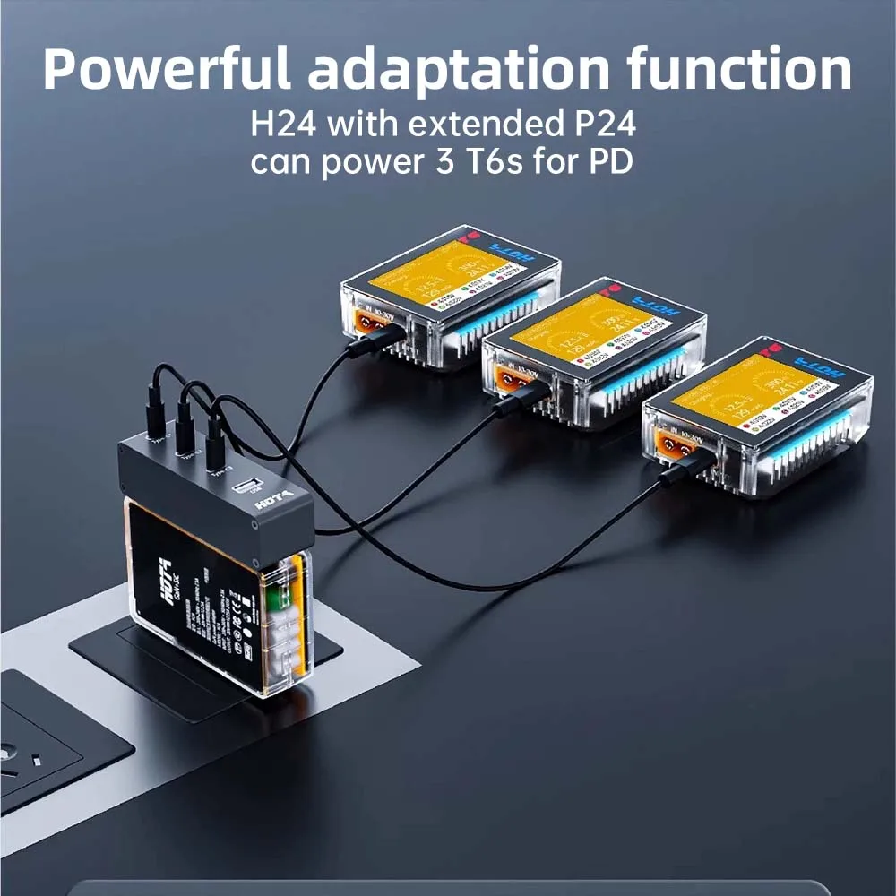HOTA T6 Smart Charger  DC/PD Dual Input 300W 2.4IPS Supports XT60 and TYPE-C Interfaces Compatible  PD3.0 FPV RC Battery Charger thumbnail 4