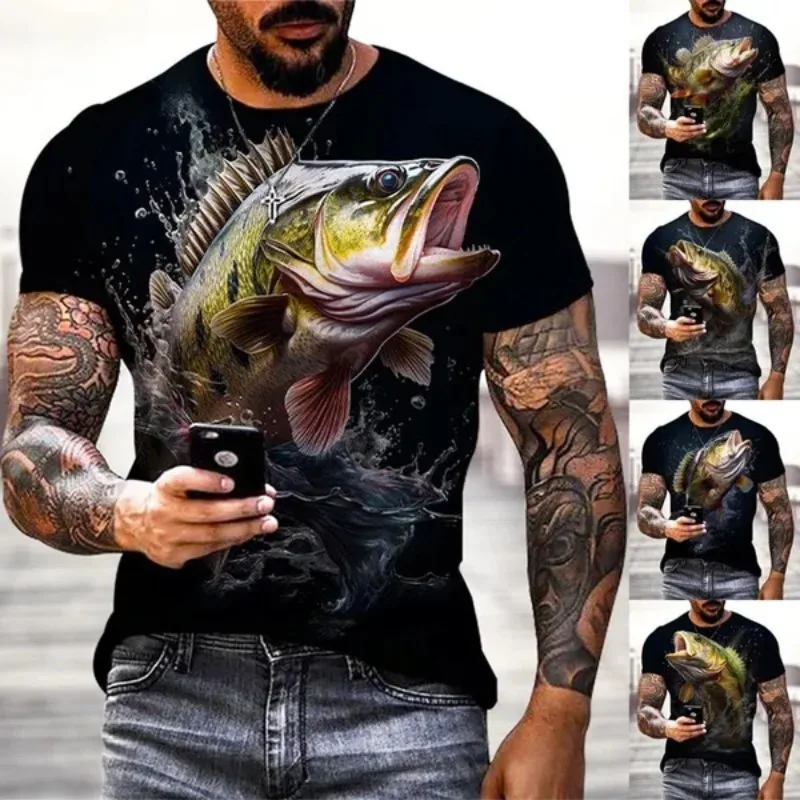

Men's Casual Breathable Fishing T-shirt Carp Graphic Print 3d T-shirt Summer Round Neck Short Sleeve Cosplay Men's Clothing