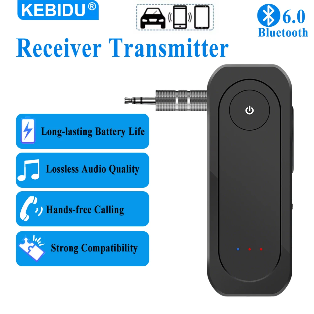 KEBIDU 블루투스 6.0 오디오 어댑터 송신기 수신기 2 in 1 무선 어댑터..