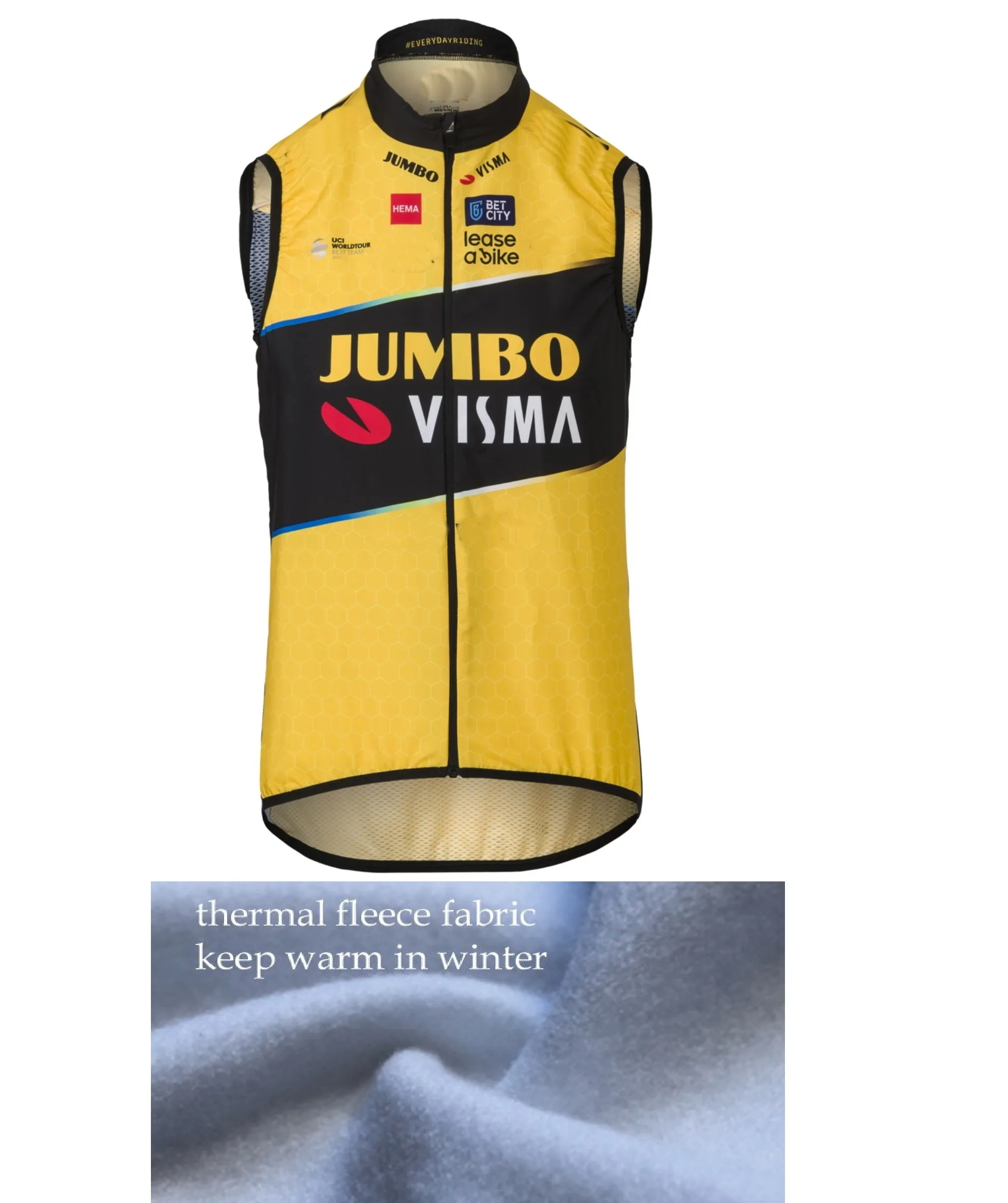 

WINTER FLEECE THERMAL 2023 JUMBO VISMA TEAM Sleeveless Cycling Vest Mtb Clothing Bicycle Maillot Ciclismo Bike Clothes