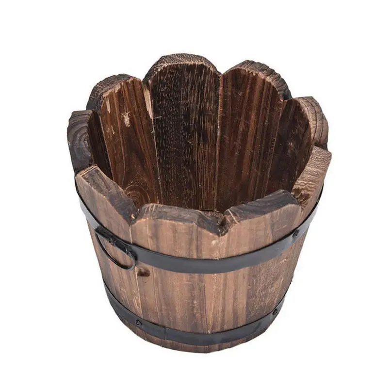 Retro Carbonized Wooden Succulent Flower Pot Planter