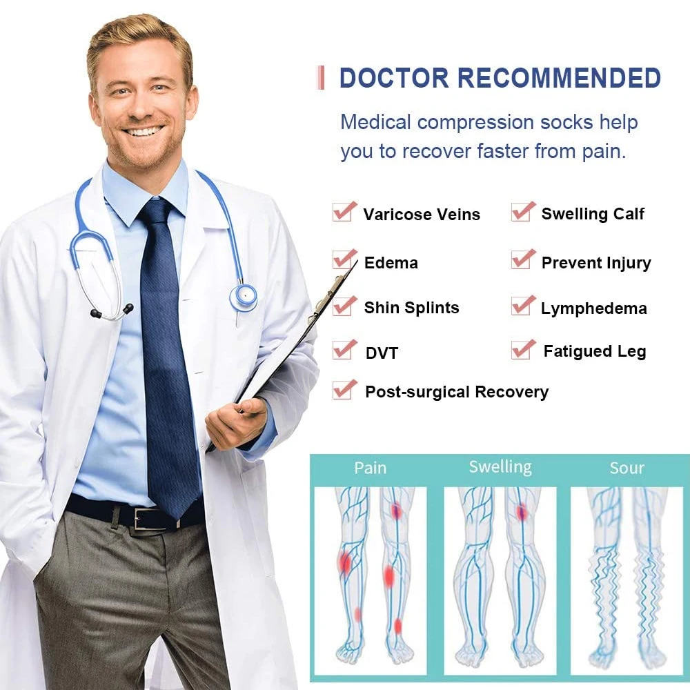 Varicose Vein Fatigue Relief Leg Warmers 1 Pair Compression Calf Sleeves Sock Long Stocking Elastic Leg Support Shin Socks