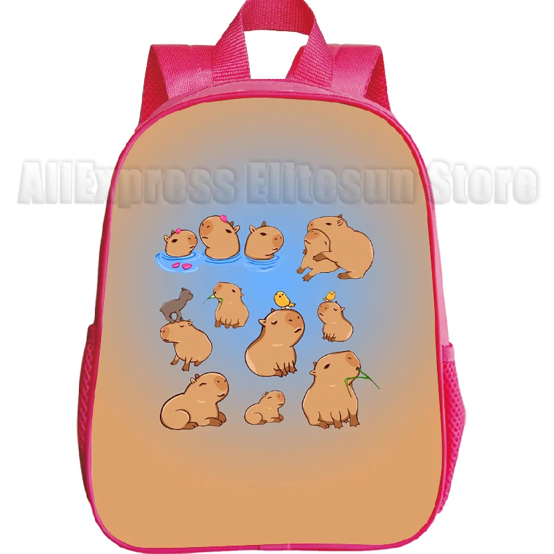 Cartoon Capybara Backpacks for Cute Kindergarten Children's Schoolbag Waterproof Kids Book Mochila Boys Girls Animal Bag 6