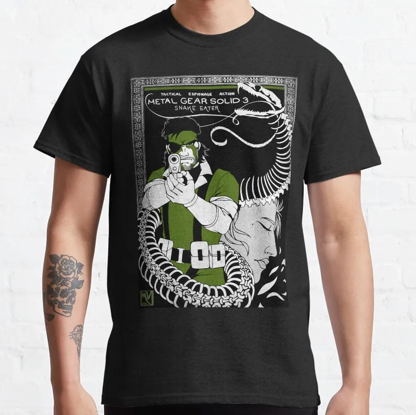 Metal Gear Solid Big Boss Sketch Graphic Cotton T-Shirt - Plus Size Men's Gaming Apparel