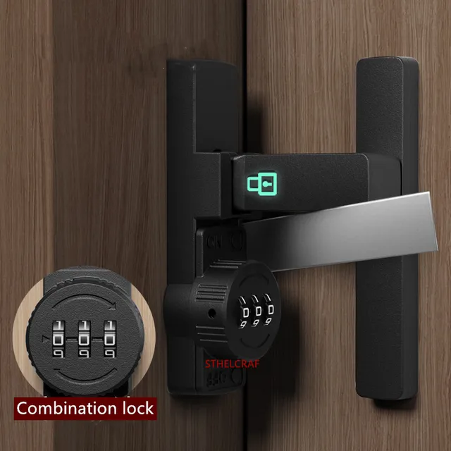 กุญแจล็อคประตูบานเลื่อนแบบมีรหัส ผลิตจากโลหะผสมสังกะสีเรืองแสง หมุนได้ 90/180 องศา สำหรับประตูบานเลื่อนภายในบ้าน อุปกรณ์ฮาร์ดแวร์สำหรับเฟอร์นิเจอร์ ล็อคประตูเพื่อความปลอดภัย 1