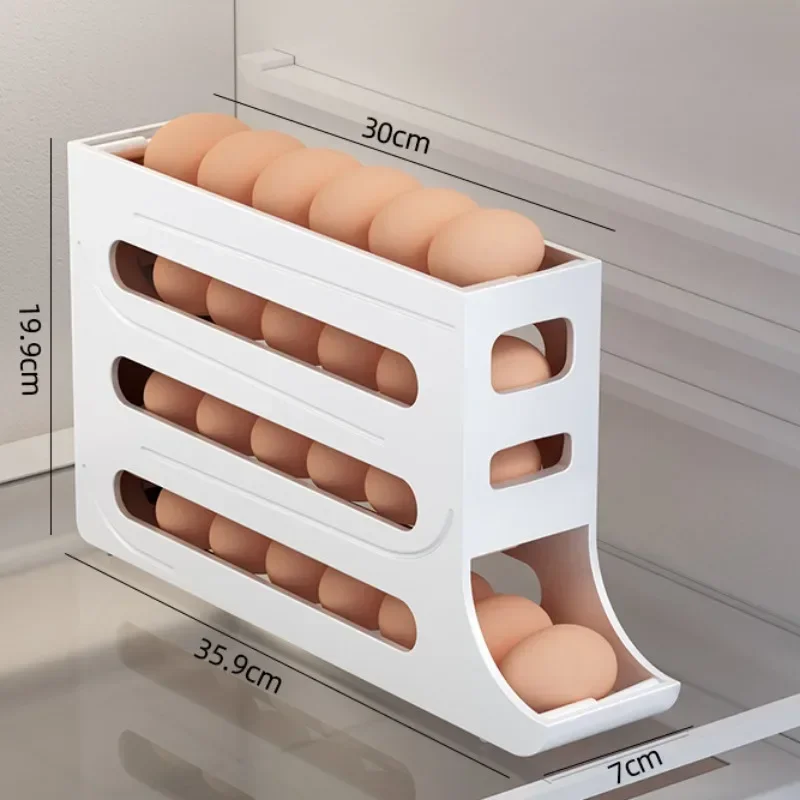 Sliding Egg Storage Container Convenient Automatic Rolling Holder Storage Box Fridge Kitchen Space Saver with Shockproof Design 6
