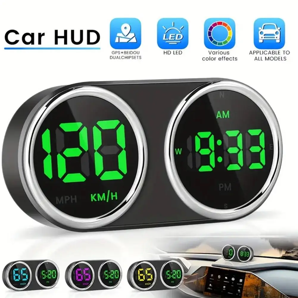 HUD per Auto con Tachimetro Digitale, Orologio, Allarme di Eccesso di Velocità, Display a 7 Colori, Plug and Play, Accessori Auto Universali - immagine 4