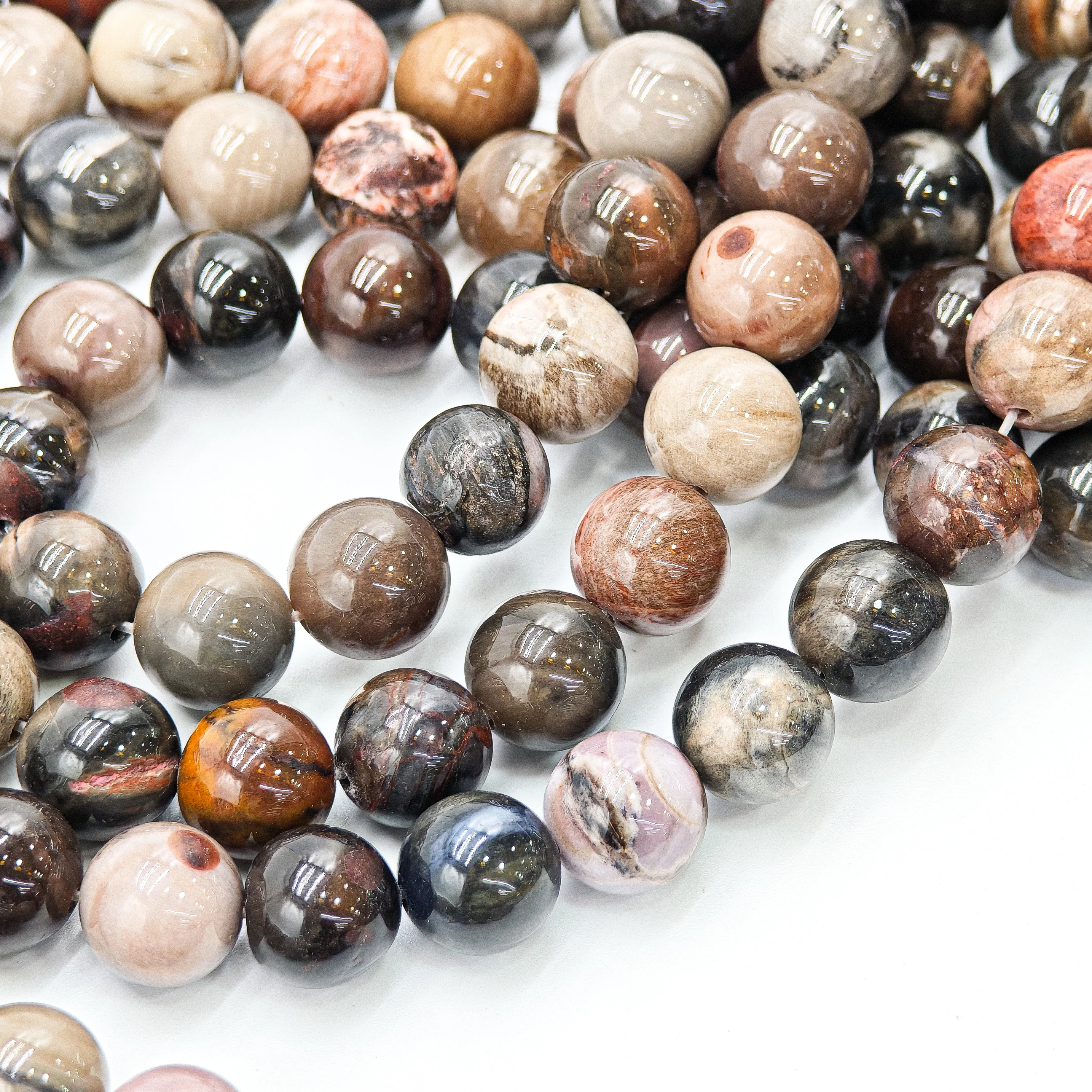 천연 석화 나무 비즈 4-10mm | 보석 제작용 화석석 라운드 비즈, 15인치 벌크 스트랜드(저렴한 가격)-Freehip.co.kr