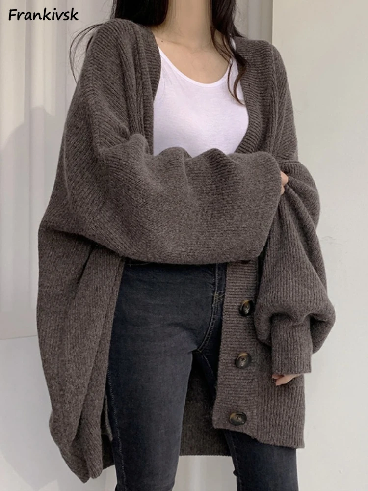 

Cardigan Women Baggy Streetwear Temperament Autumn Warm Pure Versatile Fashion Leisure Office Lady Elegant Holiday Korean Style