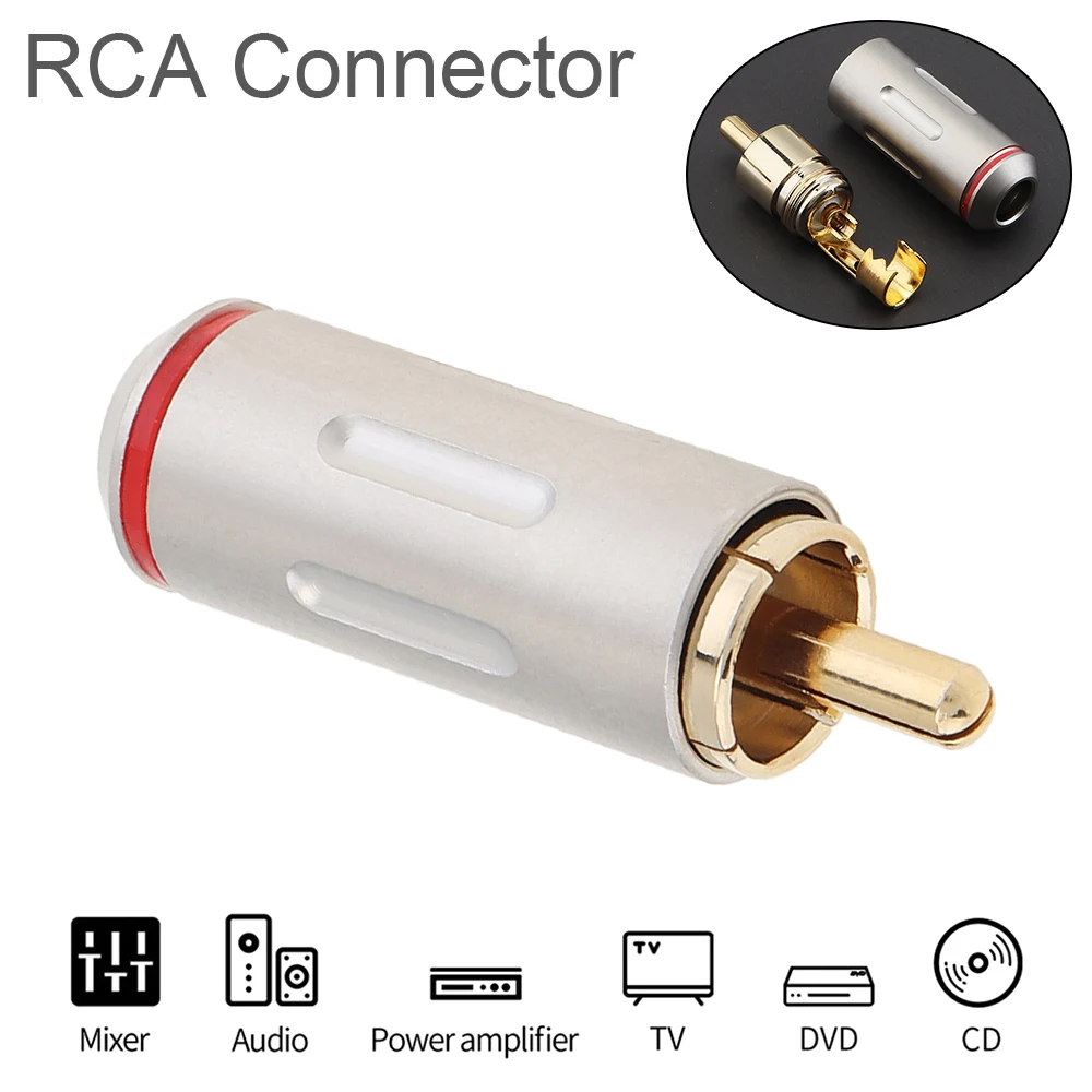 RCA Male Plug Solder Gold Audio Video Adapter Connector for Speaker Wire Wall Plate Home Theater Audio Video Receiver