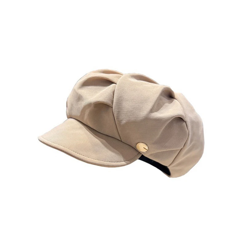 한국 베레모 모자, 플리츠 팔각형 모자, 빈티지 단색 피크 캡, 용수철 및 가을 방풍 모자, 1PC 패션