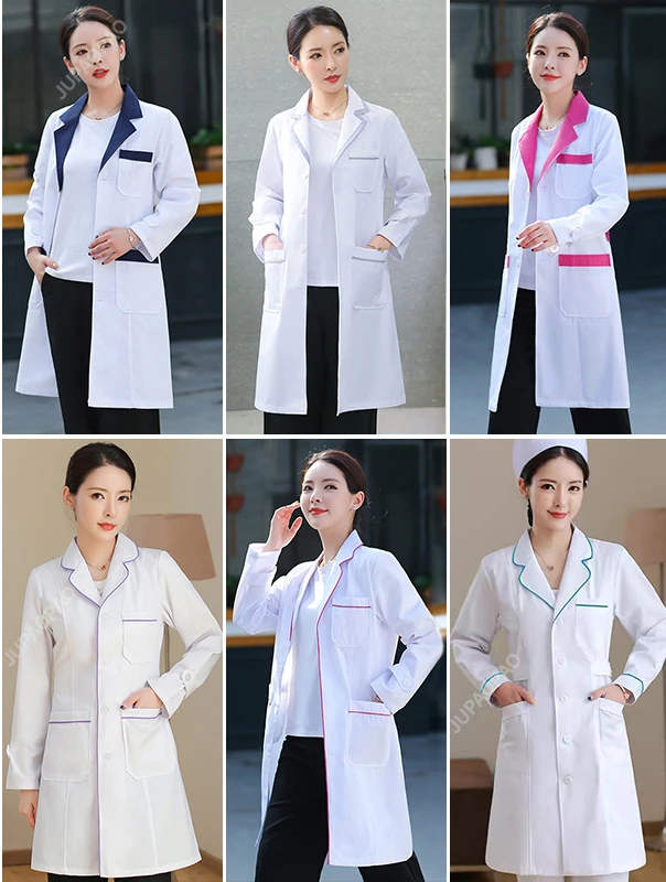 Long-sleeved Unisex White Coat High Quality Loose Embroidery Work Clothes Nurse Accessories Medical Uniform Lab Coat