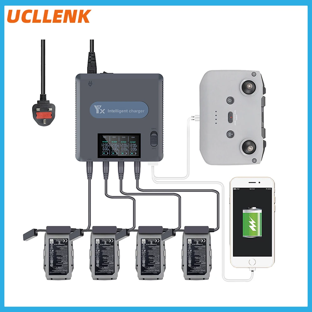 6-In-1 Battery Intelligent Charger for DJI Air 2S/Mavic Air 2 Fast Charging Drone Battery Charging Accessories