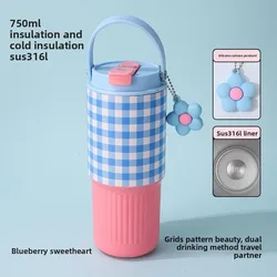 Chic 750ML Insulated Stainless Steel Tumbler - Stylish Thermal Water Bottle Gift - 750ml (Blue)