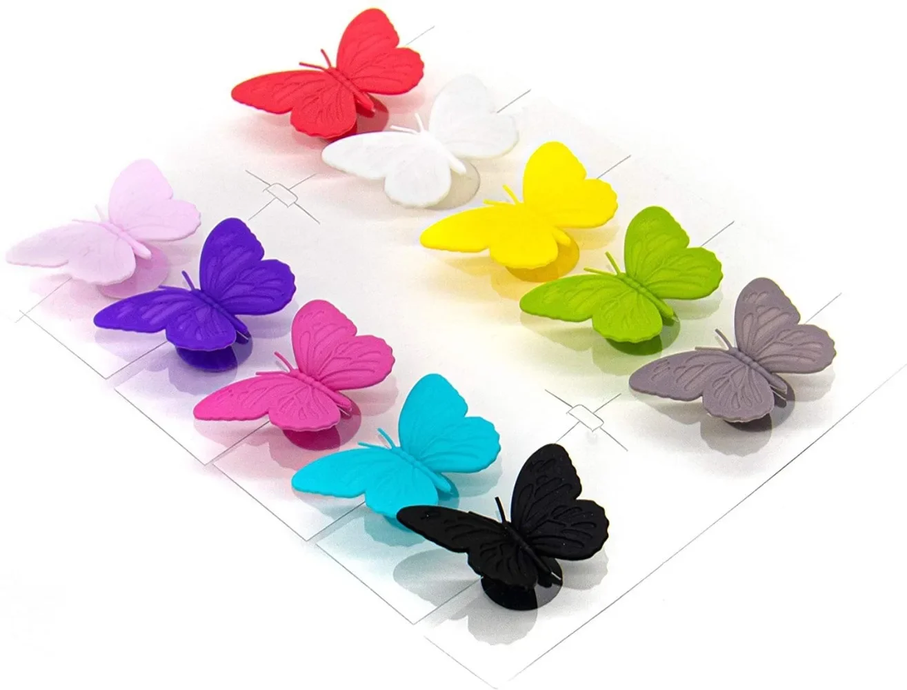 10pcs Wine Glass Markers Silicone Drink Glass Charms Wine Charm Tags Butterfly Suction Cup for Bar Party Family Drink Dinner