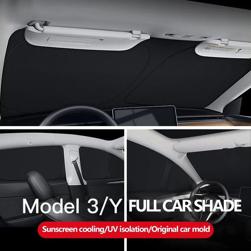 

Privacy Full Sunshade For Tesla Model 3 Highland 2024 Side Windows Front Windshield Sun Shades Cover Sunproof UV Rays for Hiking