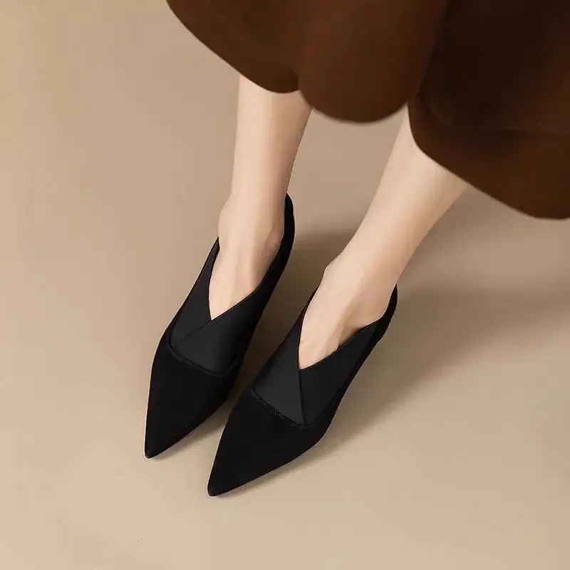 Women Pointed Toe Stilettos Shoes Suede Loafers Winter Designer 2024 Trend New Sexy Elegant Party Dress Pumps Zapatillas Mujer 5