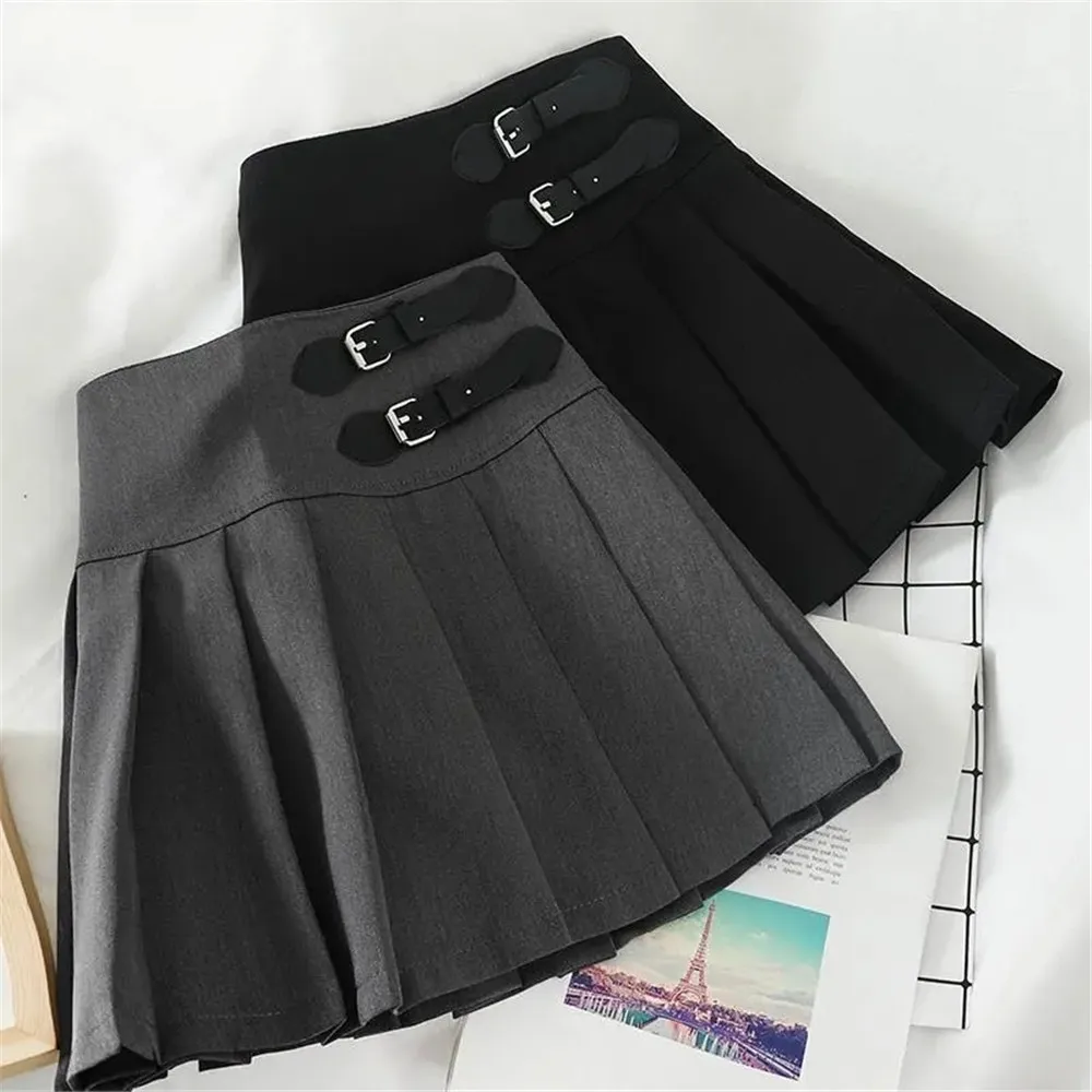 

Summer Harajuku Aesthetic Sexy Pleated Mini Skirt Korean Black Gray Preppy 2023 A Line High-Waisted Fairy Grunge Women'S Skirts