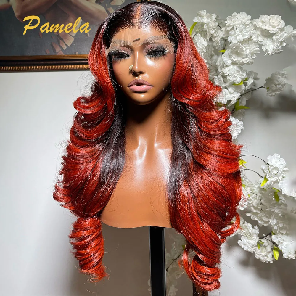 250 Density Body Wave Dark Red Color 13x4 Transparent Lace Front Human Hair Gluless Black Cherry Human Hair Ready To Wear