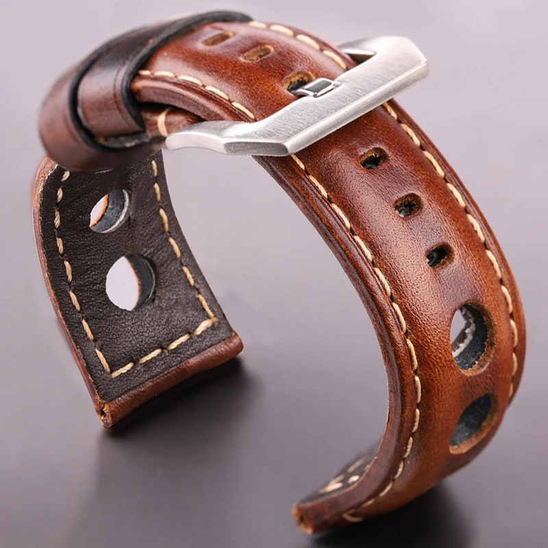 CowhideWatchStrapBraceletVintageGenuineLeather20mm22mm24mm