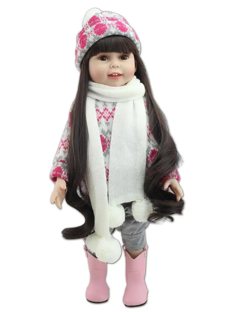 

18 Inch Full Vinyl American Baby Doll Lifelike Girl Princess Dress Up Toys Children Gift NPK Bebe Reborn