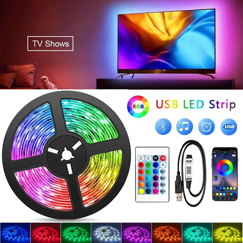 

LED Strip Light USB Bluetooth RGB 5V LED RGB Lights Flexible LED Lamp Tape Ribbon RGB TV Desktop Screen BackLight Diode Tape