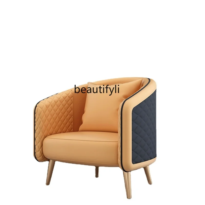

yj Nordic Simple Leather Single-Seat Sofa Chair Balcony Leisure Chair