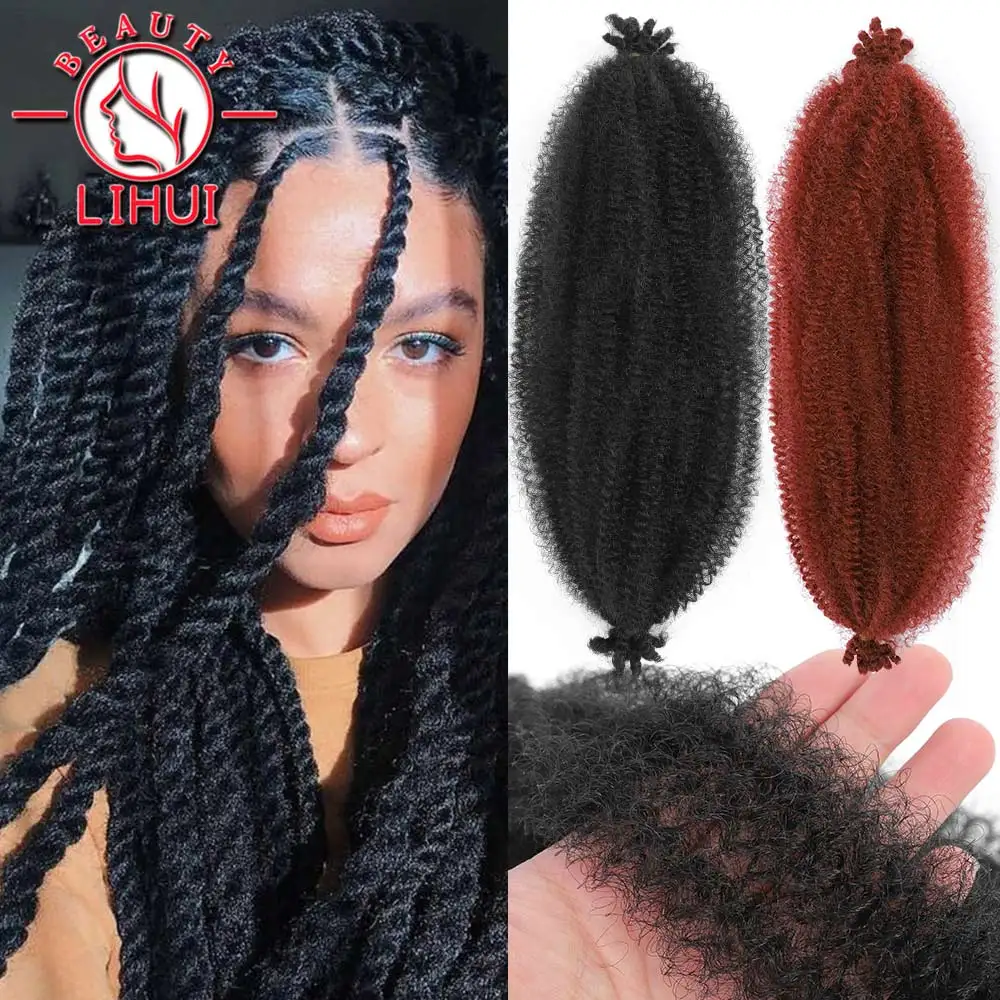 24 28'' Springy Afro Twist Hair Kinky Twist Braiding Hair Pre-Separated Braids For Butterfly Locs Cuban Hairstyle Crochet Hair