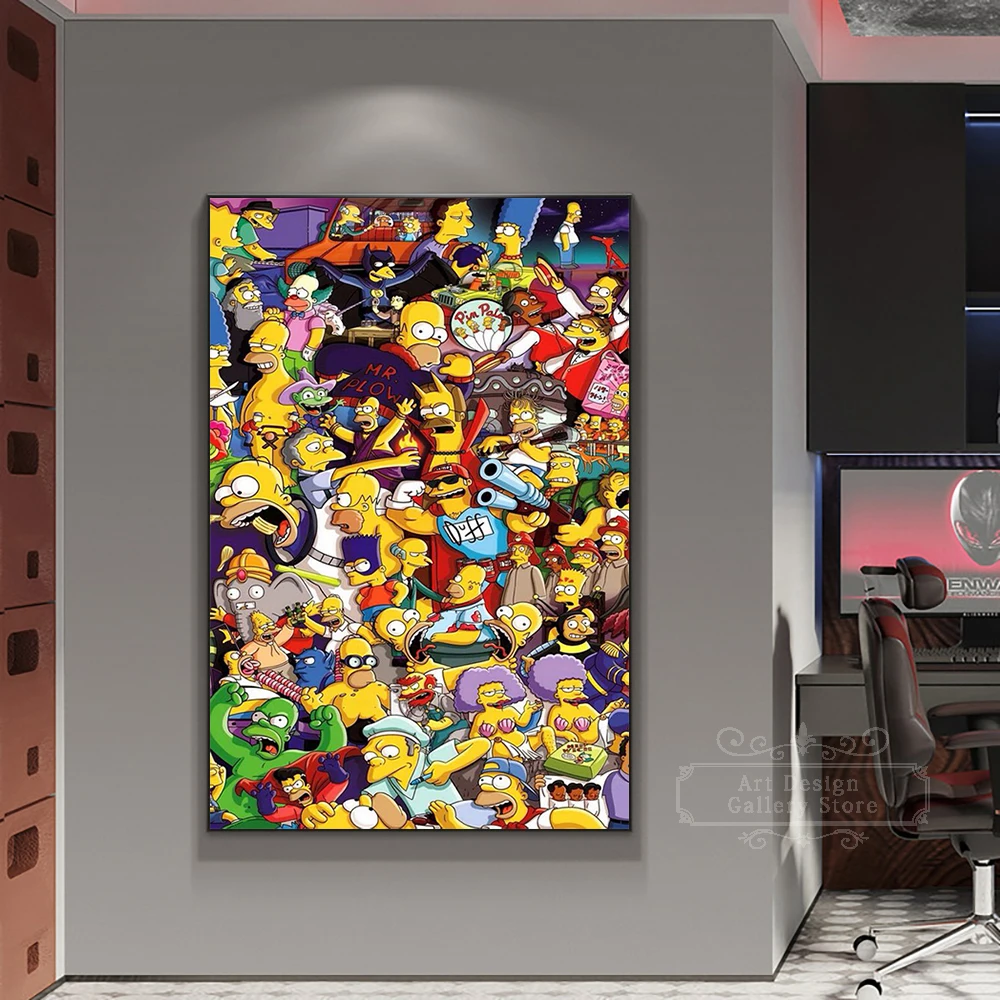 Disney The Simpson Family Cartoon Poster Print Simpson Anime Graffiti Art Canvas Painting Wall Art Living Room Home Decoration