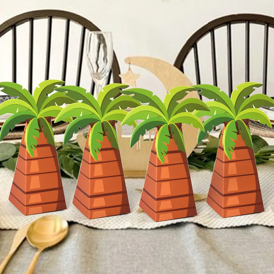 10 Stück tropische Kokospalme, Pralinenschachtel, Geschenkverpackungsboxen für Strand, Hochzeit, Geburtstag, Babyparty, Party-Dekoration