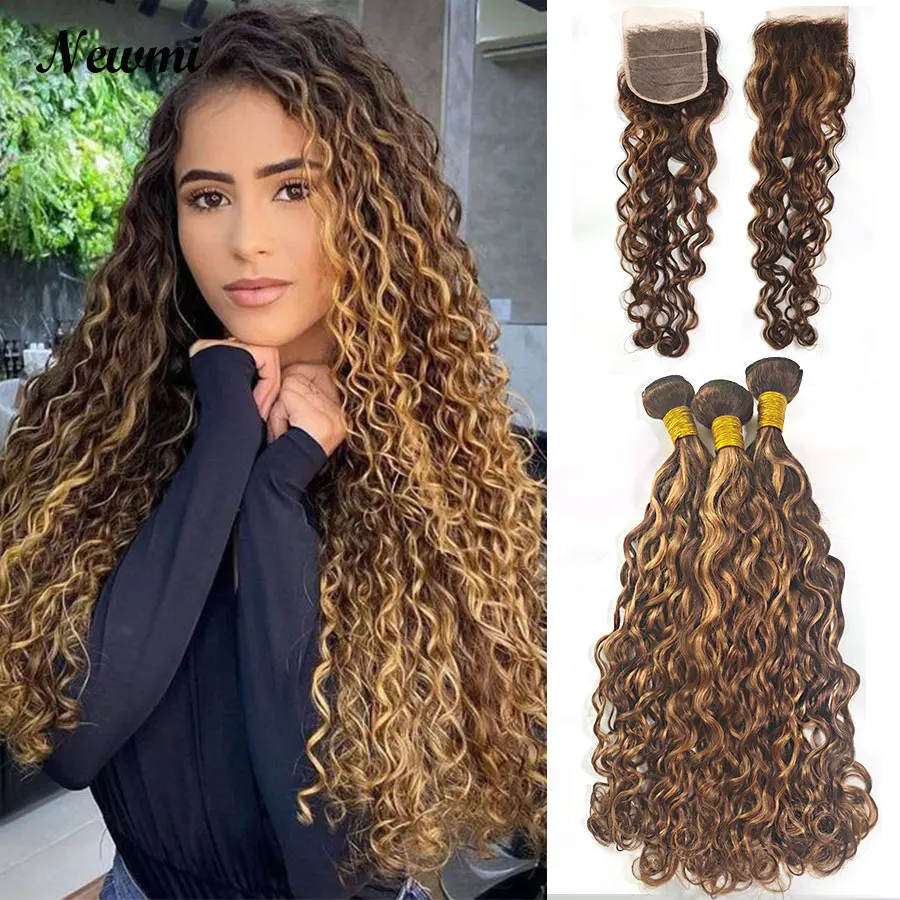 Highlight-P4-27-Loose-Water-Wave-3-or-4-Bundles-With-Transparent-Lace ...
