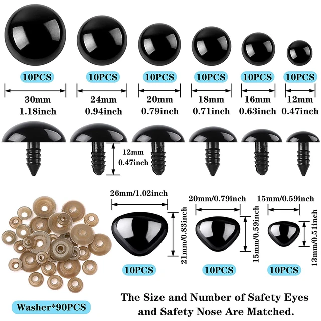  100 Pieces Large Safety Eyes for Amigurumi Stuffed