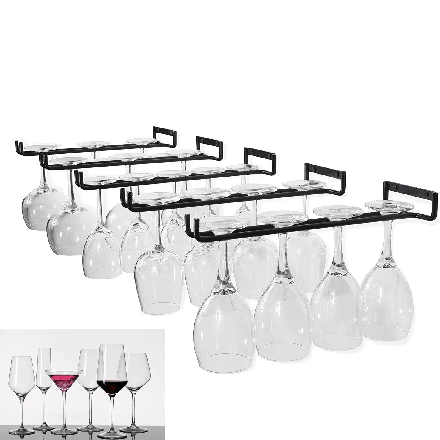 30CM Iron Wine Glasses Hanging Holder Glass Rack Bartender Stemware