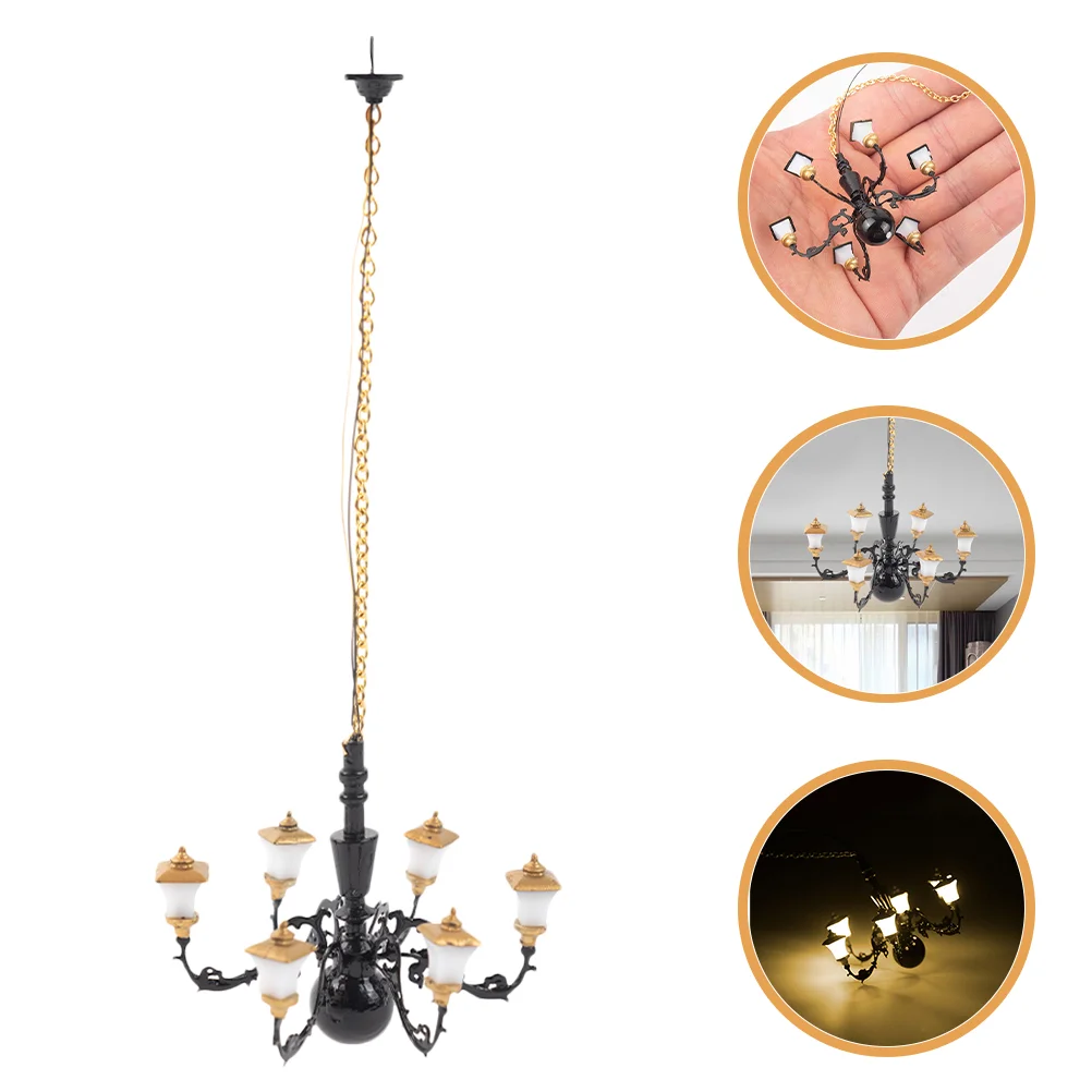 

Model Chandelier Miniature Lamp Tiny House Material Landscape Decoration Decorations Metal Room