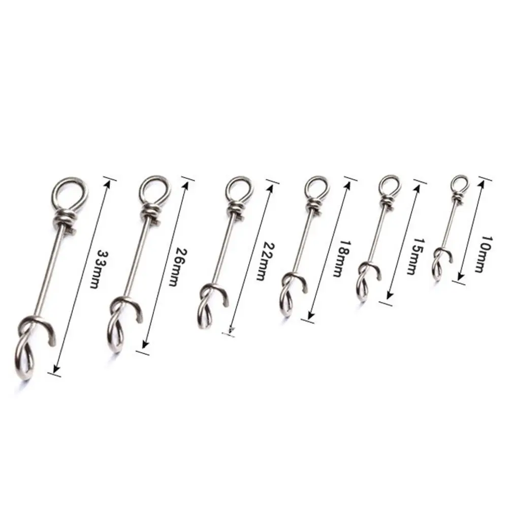 50Pcs Stainless steel Fishing Fastach Clips Fishing Swivels Snaps Swivel Rolling Snap Quick Connection Accessory