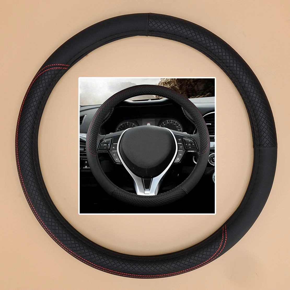 38cm Universal Car Interior Steering Wheel Cover Breathable Antislip