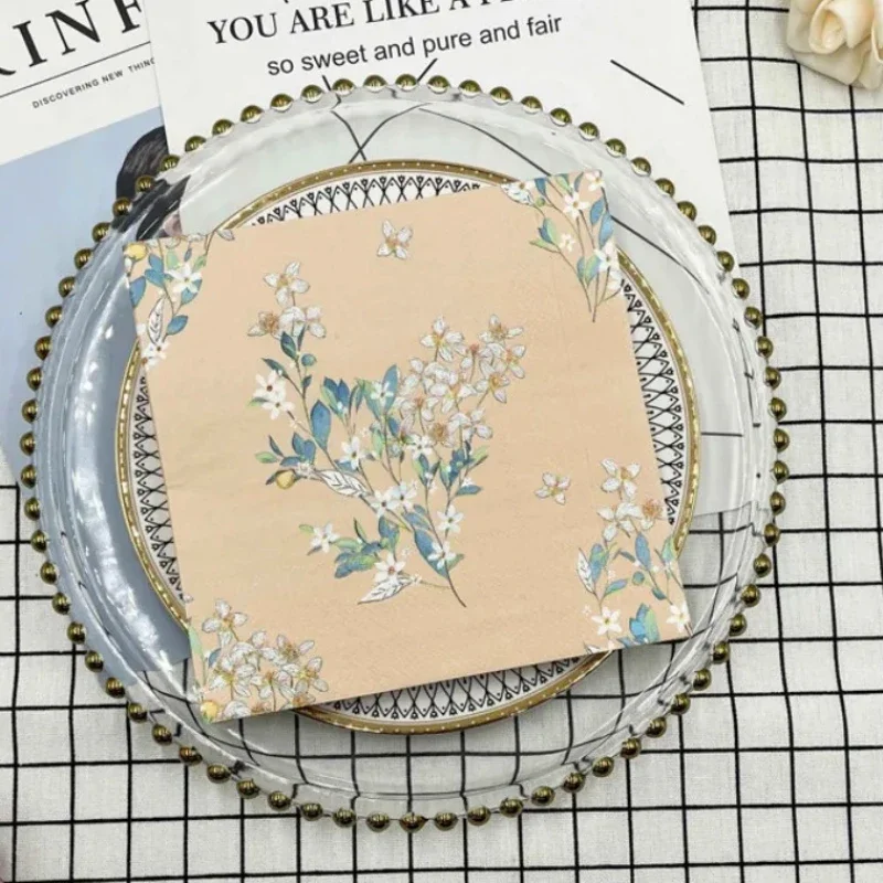 10/20 Stück 33 * 33 cm 2-lagige bunte Blumenservietten Landschaft Spitze Blume Einweg-Tischset DIY Decoupage-Papier – Detail 3