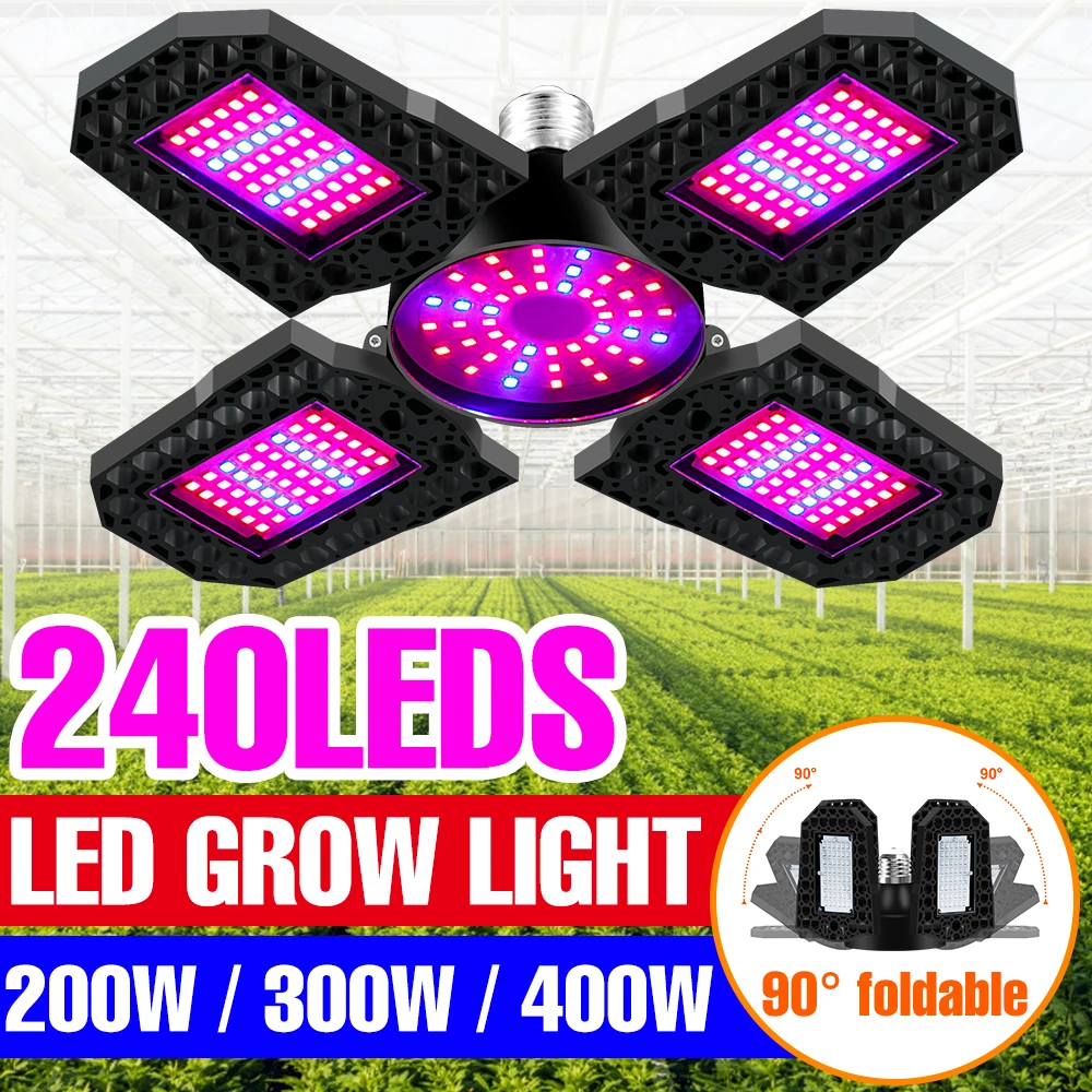

E27/E26 50/200/300/400W Folding LED Plant Grow Light Red And Blue Spectrum Hydroponics Phyto Lamp For Seed Flower Indoor Growing