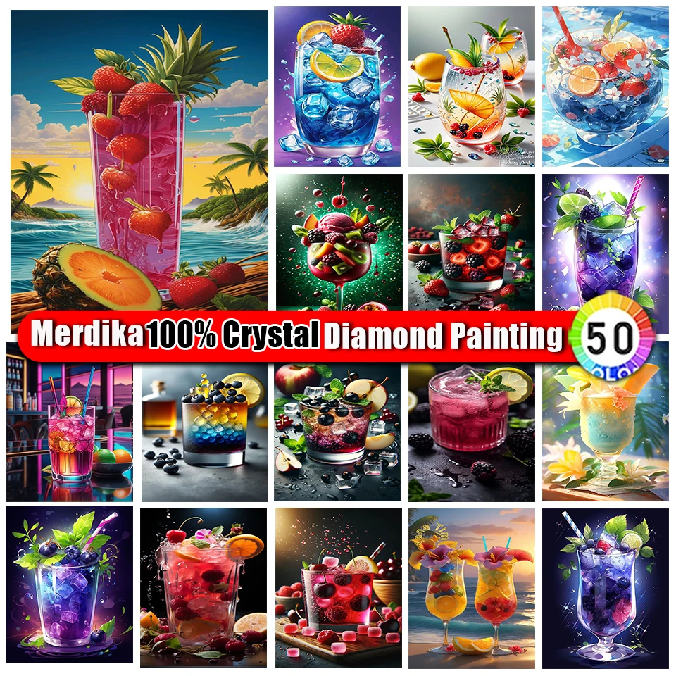 Zipper Bag 100% Crystal 5D Diy Full Square Round Embroidery Mosaic Landscape Diamond Painting Drinks Scenery Fruit Home Decor