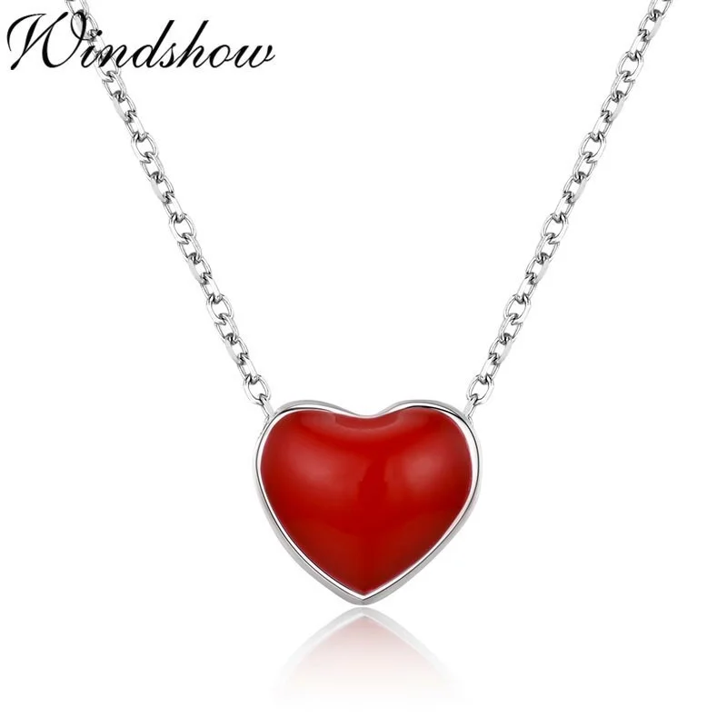 Slim Tiny Cute Small Red Heart Charm Pendant 925 Sterling Silver Cross