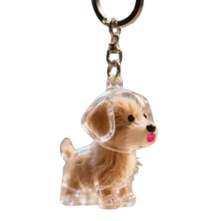 Cute Cartoon Dog Hair Storage Box & Transparent Keychain - DIY Handmade Acrylic Puppy Pendant (Happy Puppy)