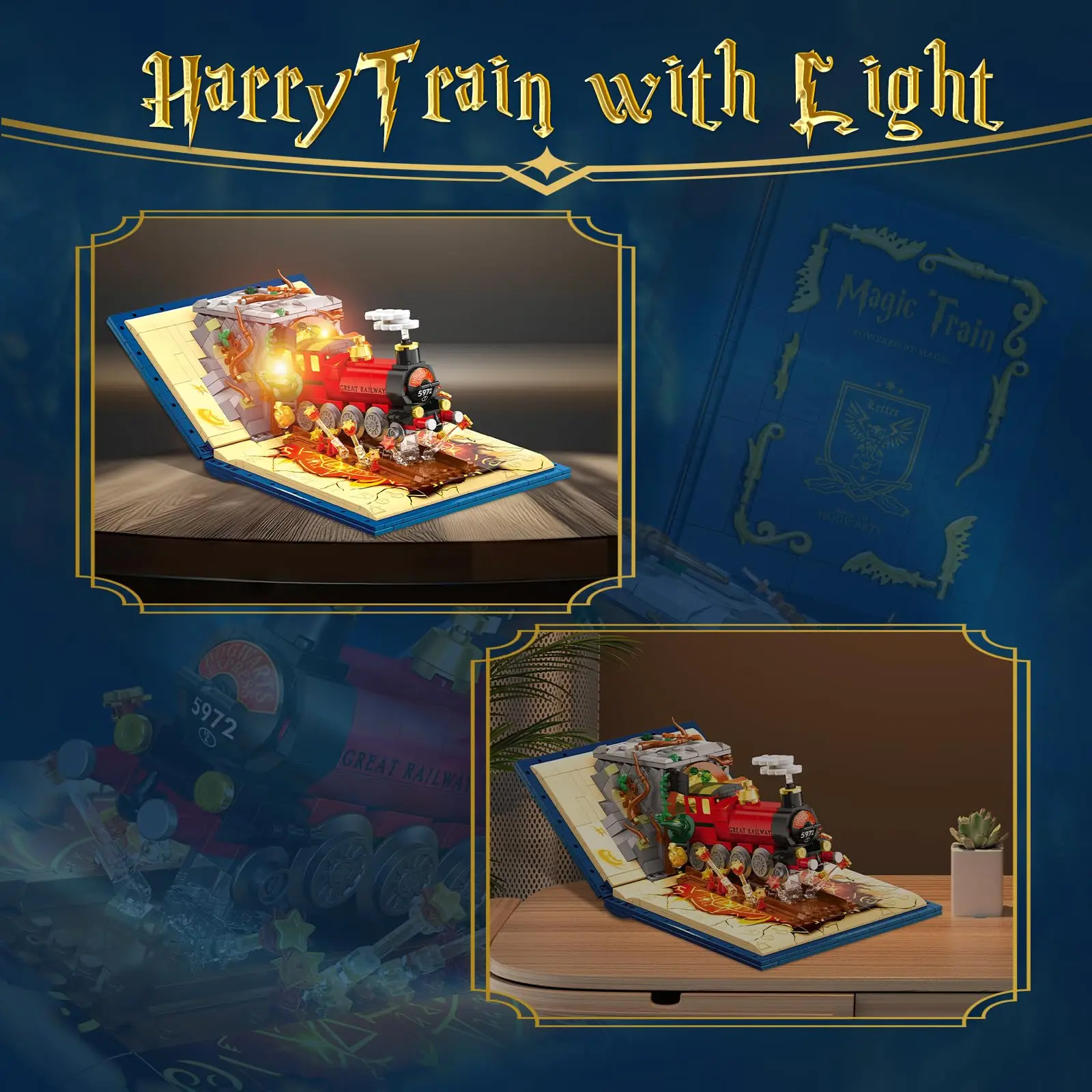 889PCS Magic Train Building Blocks Classic Movie Train Scene MOC Model Bricks Set Desktop Decoration Kids DIY Toys Birthday Gift 4