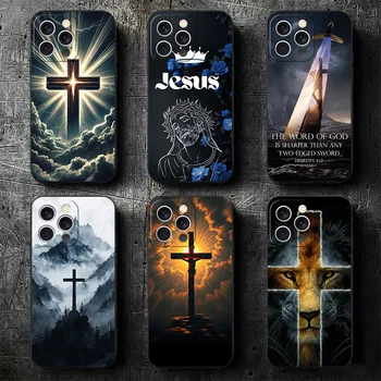 God Jesus Pray Cross Bible Soft Phone Case for iPhone 16 16E 17 Air 15 Pro Max 14 Plus 13 Mini 11 12 7 Black Cover Back Shell