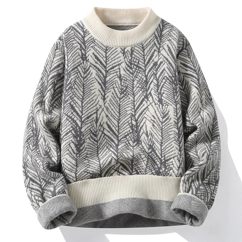Mens Knitted Sweater for Autumn and Winter High-quality  Thick and Warm Sweater Round Neck Casual Fashion Pullover Men Clothing 3