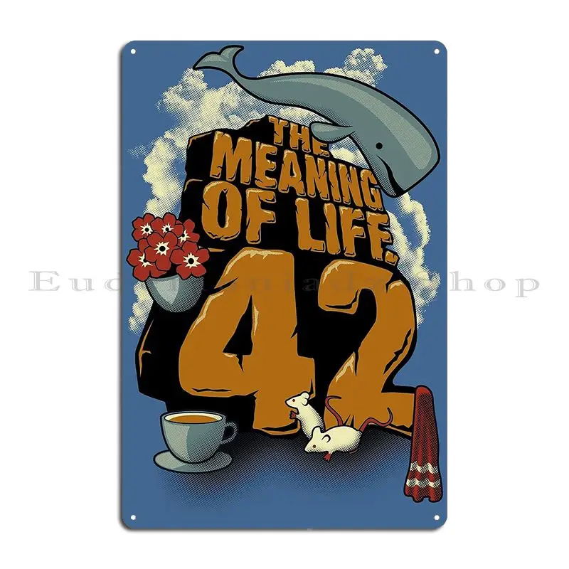 42 Donandx27 T Panic Life Universe Everything 히치하이커 가이드 갤럭시 금속 간판 맞춤형 플라크 맞춤형