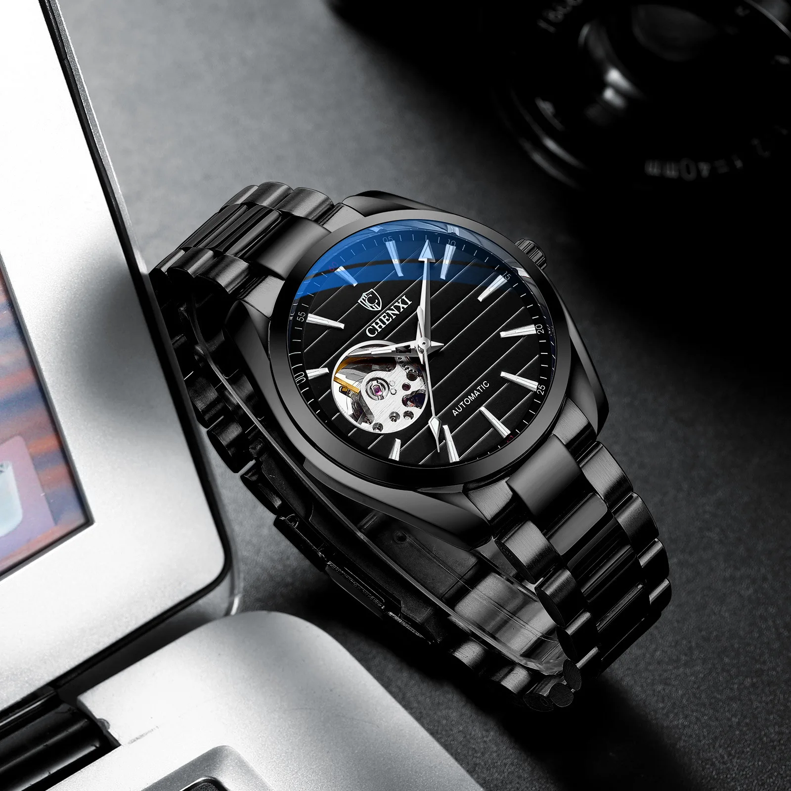 CHENXI 8806 Reloj Hombre Watch Man Fashion Sport Clock Stainless Steel Automatic Mechanical Wristwatches Men Skeleton Watches