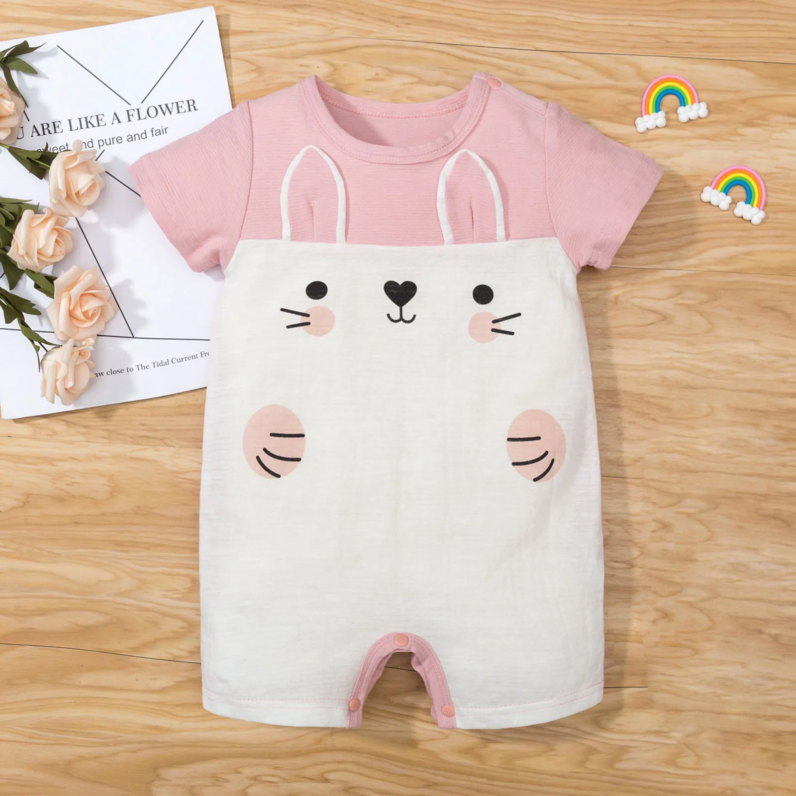 Newborn Baby Clothing 2022 New Fashion Baby Boys Girls Clothes Cartoon Baby Bodysuit Short Sleeve Infant Jumpsuits 0-12 Months baby bodysuit dress Baby Rompers