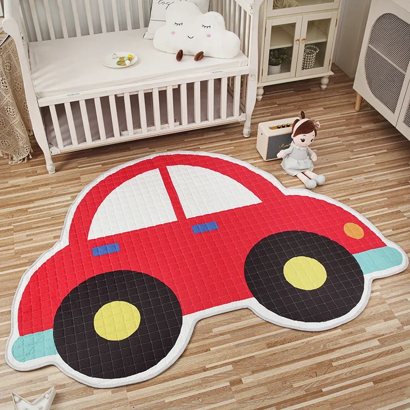 

Car Shape Kids Bedroom Carpets Irregular Soft Cotton Baby Crawling Pad Cute Nursery Safety Play Mat For Children Storage Rugs