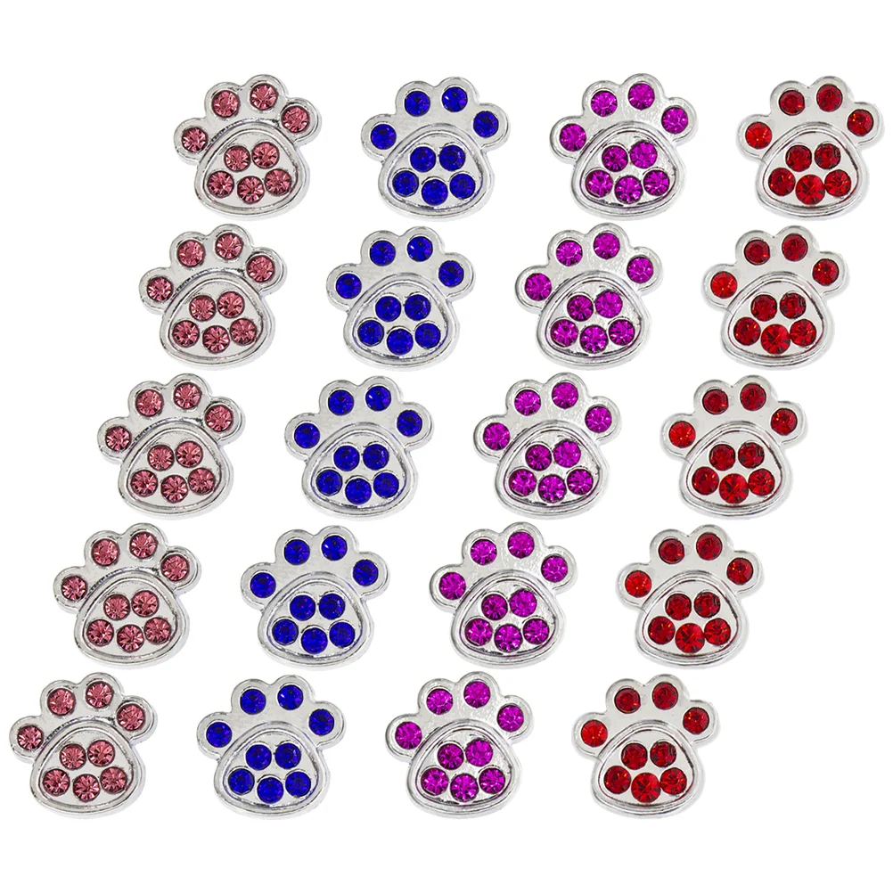 

20Pcs Rhinestones Dog Paw Charm Puppy Animal Paw Loose Beads for Necklace Bracelet