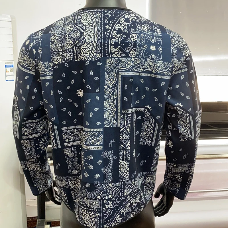 Men Bandana Jacket Streetwear Hip Hop Fashion Bomber Coat Outdoor Loose Lightweight Windbreaker Zipper Long Sleeve Baseball Tops